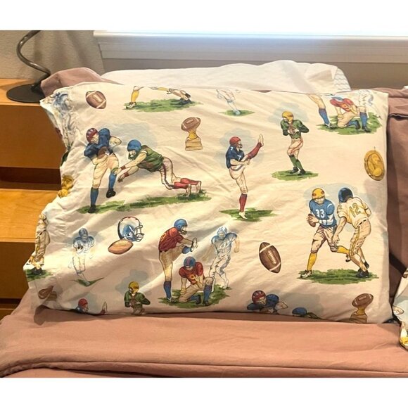Set of 2 Vintage Traditions Pamela Kline Football Standard Sized Pillowcases - Picture 3 of 10